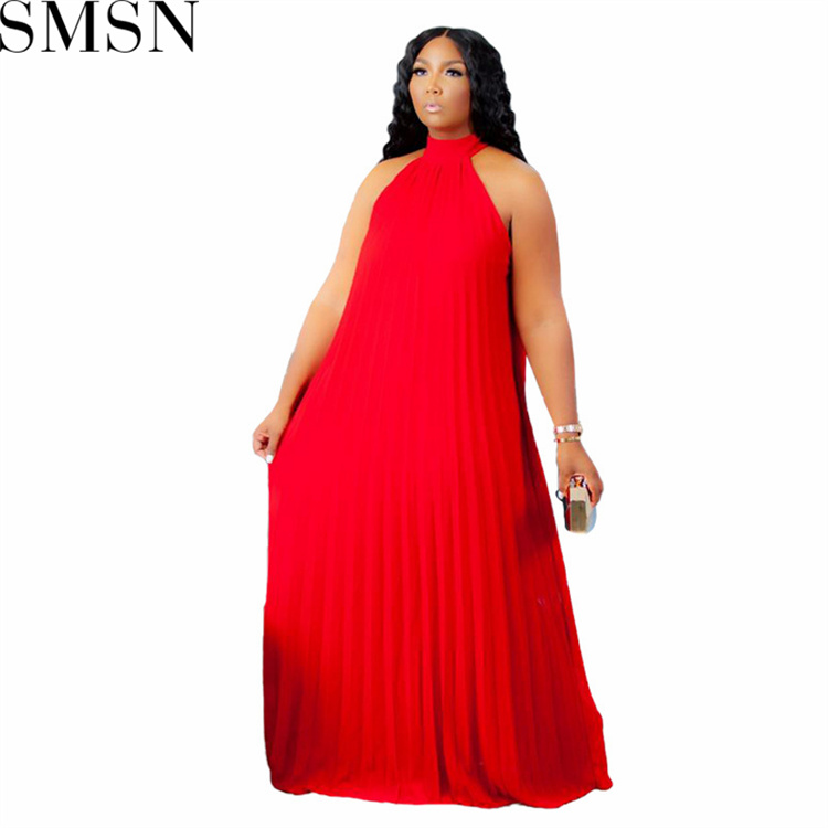 Casual Dress large size fashion pleated loose temperament sleeveless dress for women