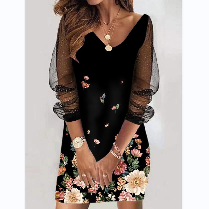 Sequin Perspective Mesh Women'S Dress