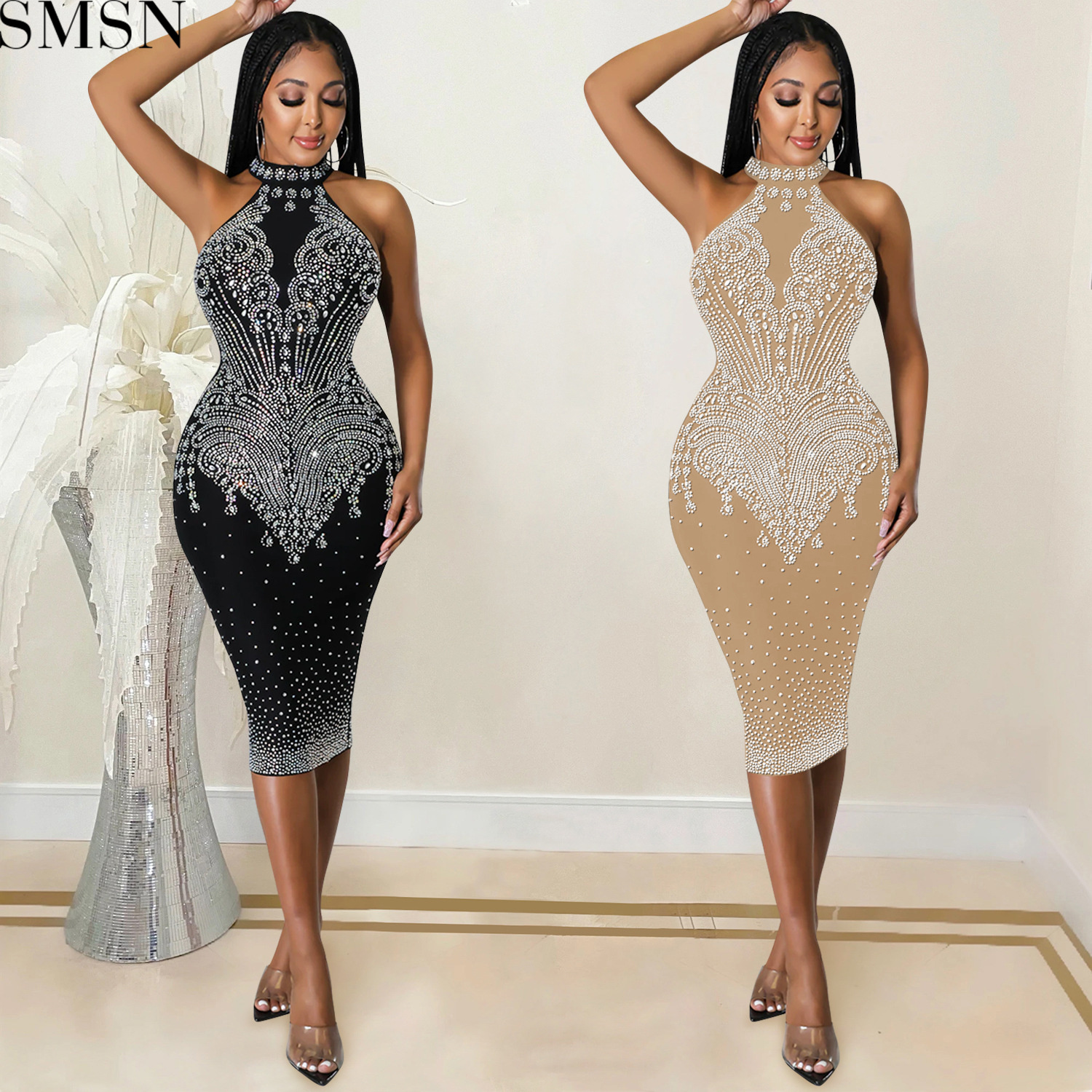 Plus Size Dress new nightclub sexy tight rhinestone dress women's clothing plus size casual dress