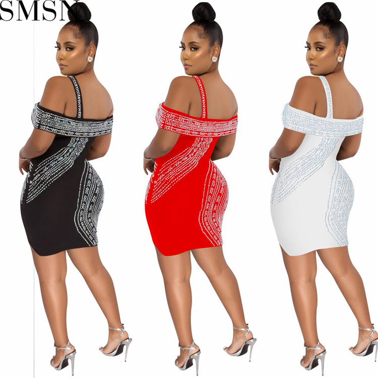 Prom Dresses 2022 fashion sexy nightclub hot rhinestone hollow midi dress