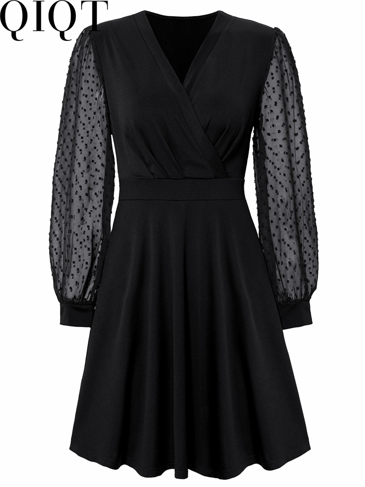 Plus Size Dress 2022 autumn and winter New V neck fashion European and American jacquard dress