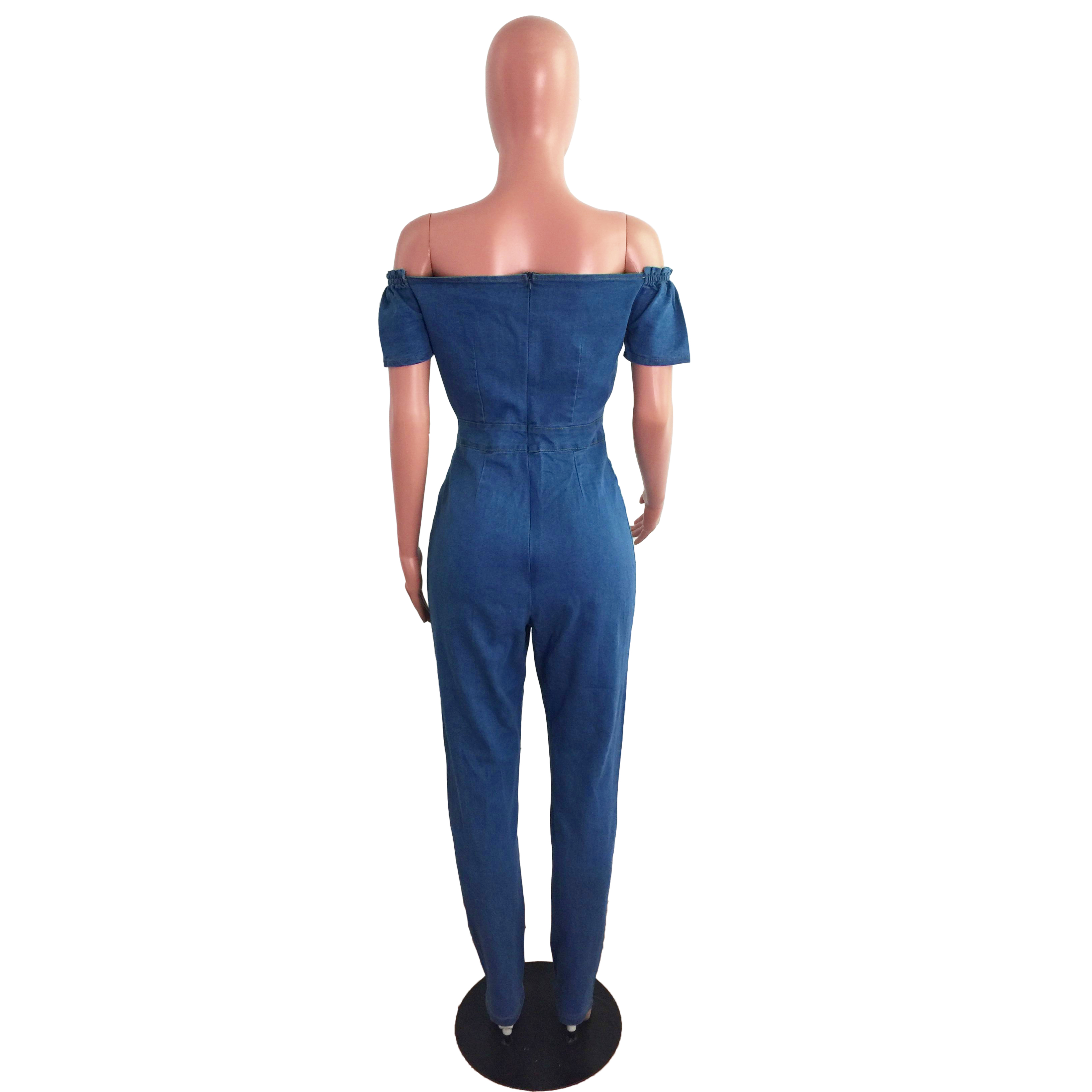 Fashion corns strap sexy denim Jumpsuit