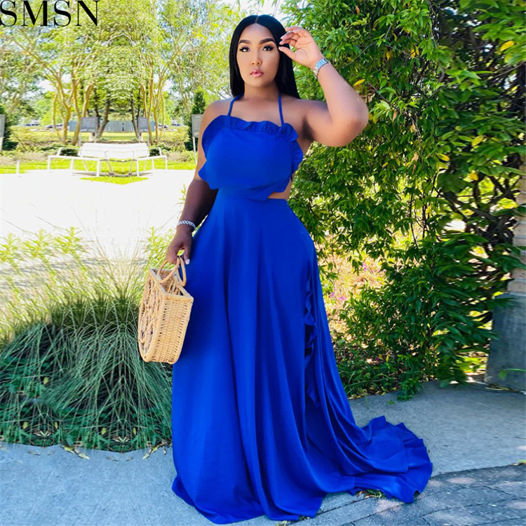 Plus Size Dress Sexy halter strap style dress patchwork dress