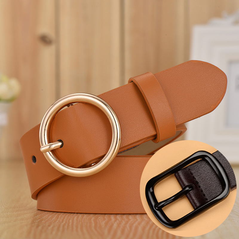 Women Men Belt 3.8 cm Cowhide Leather Buckle Belt Unisex