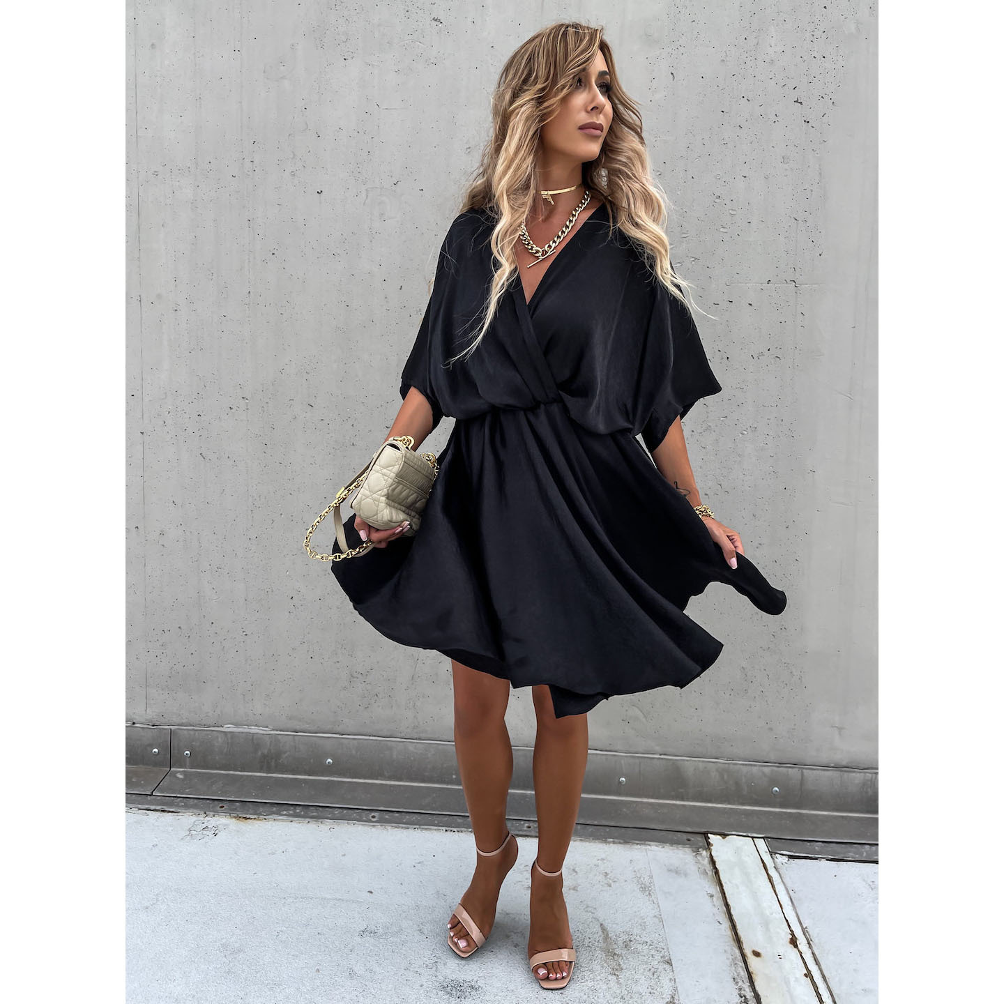 Plus Size Dress Spring Summer New Satin Loose Dress Ins Casual Holiday Dress Women