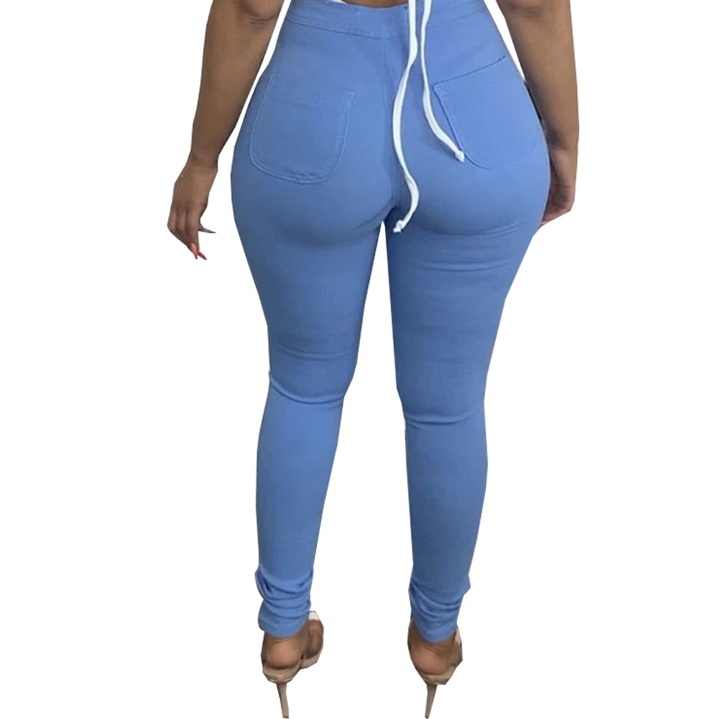 Washed slim elastic denim Leggings