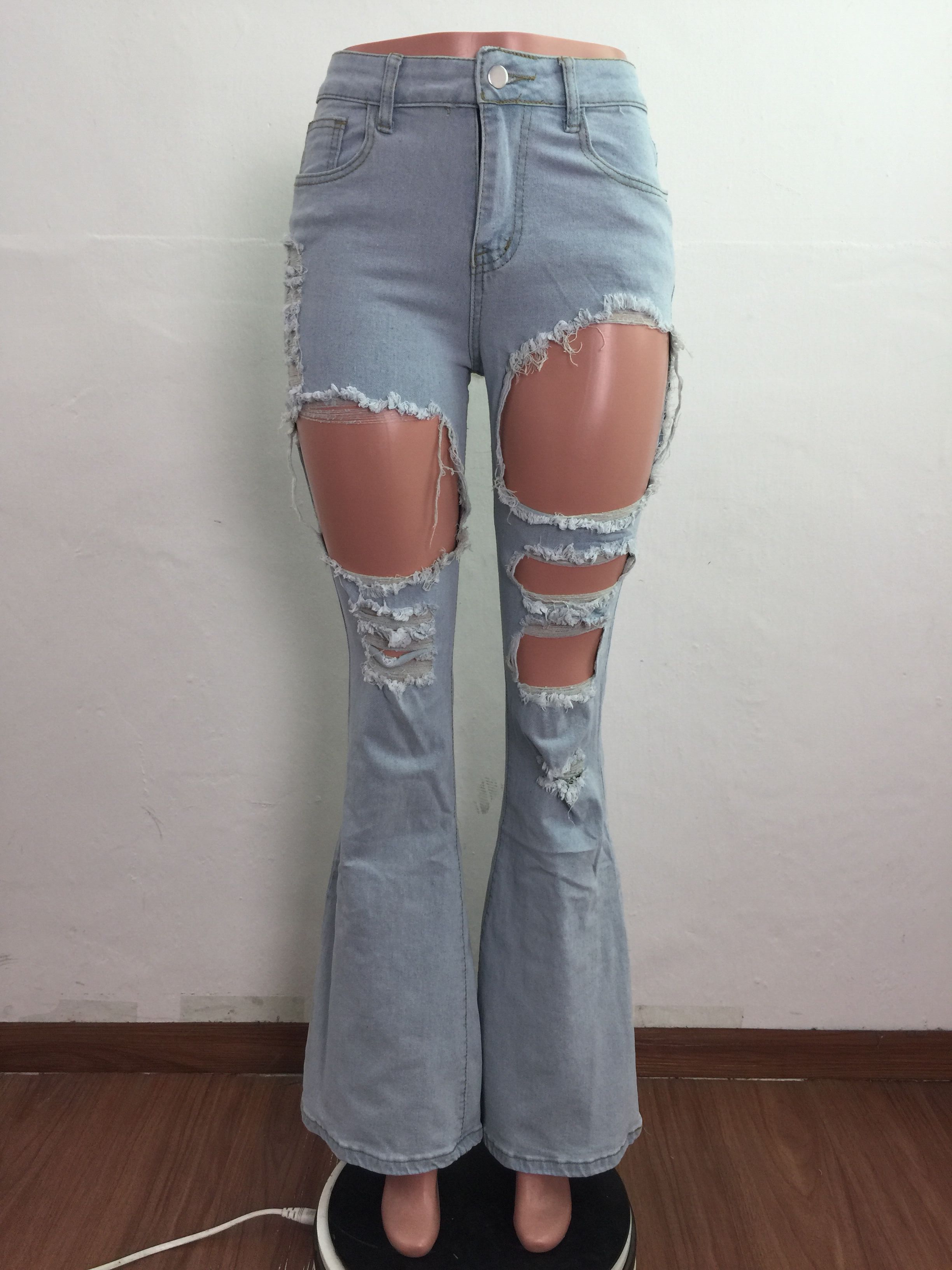 Fashion casual cut-out flared jeans