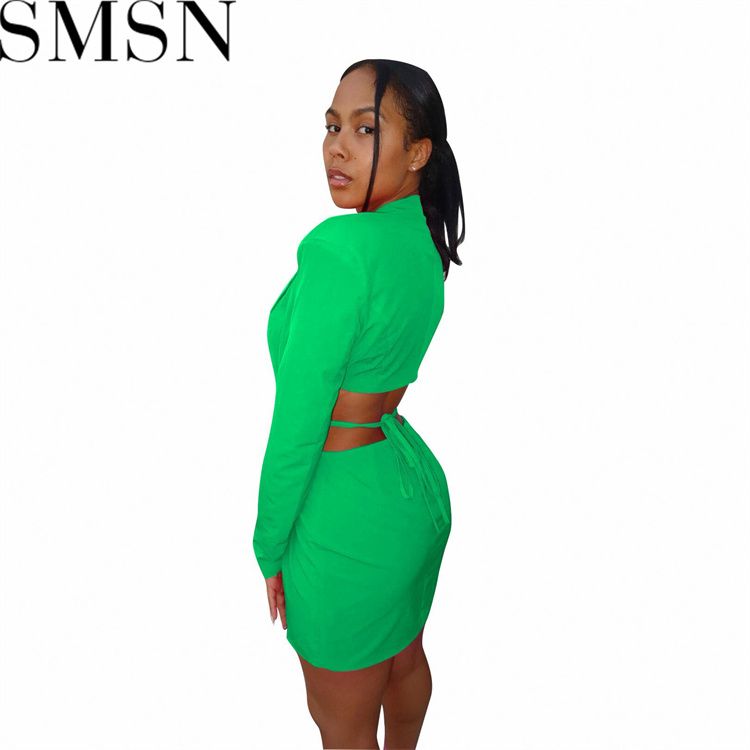 Plus Size Dress Amazon fashion casual autumn and winter suit collar backless dress