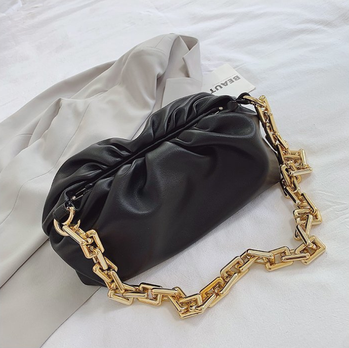 SWDF Day Clutch Thick Gold Chains dumpling Clip Purse Bag