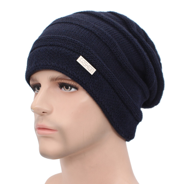Men Women Beanie Hat Winter Wool Knitted Baggy Pull On Soft Caps