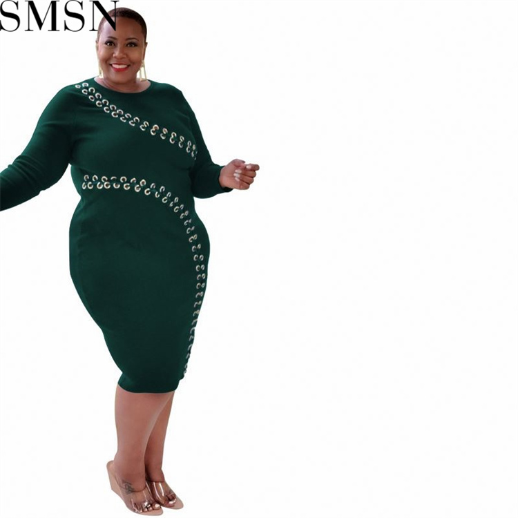 Plus Size Dress autumn and winter New hollow out strap fashion sexy tight plus size women dress