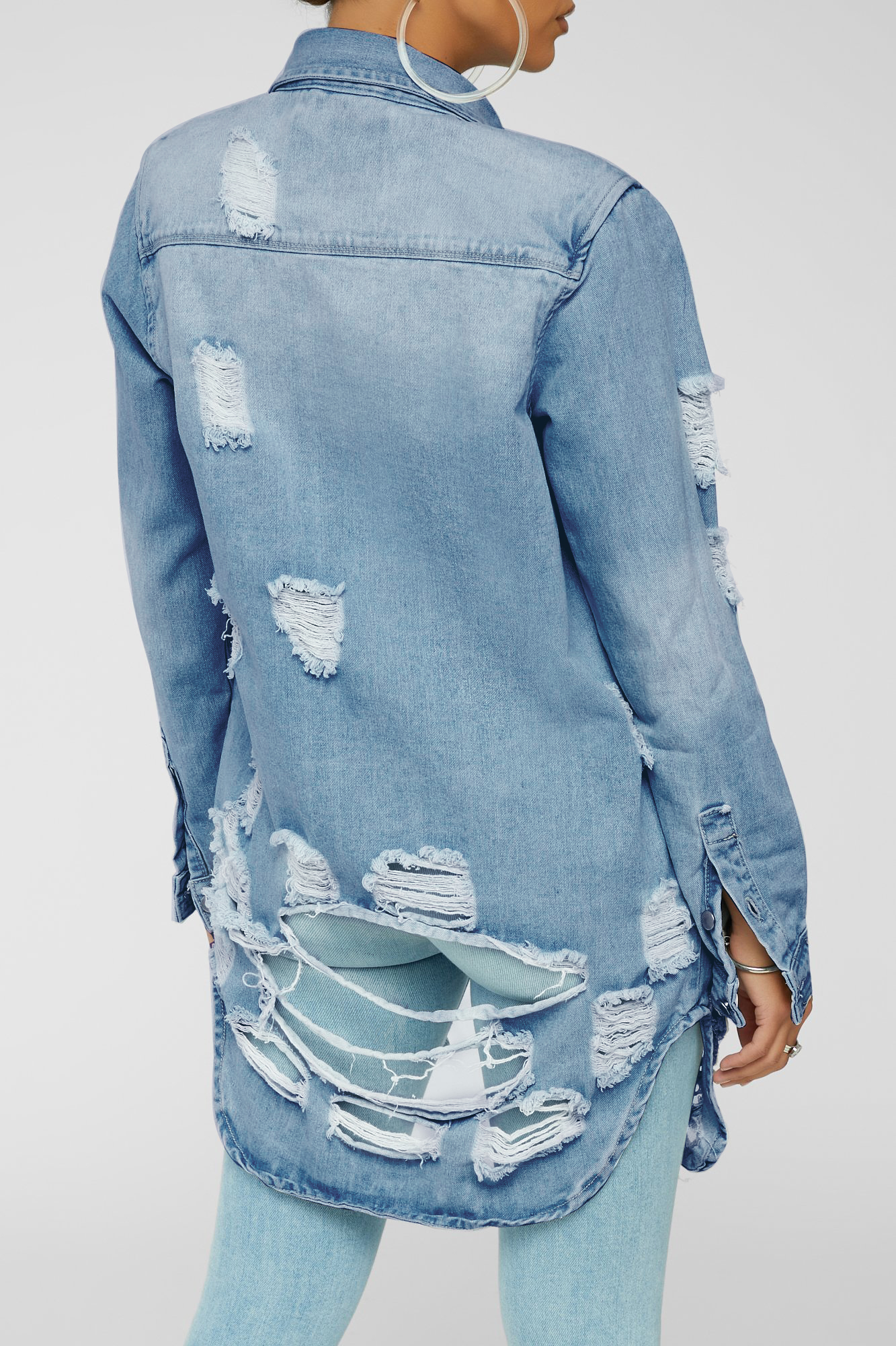 Sexy thin denim coat Long Sleeve Dress