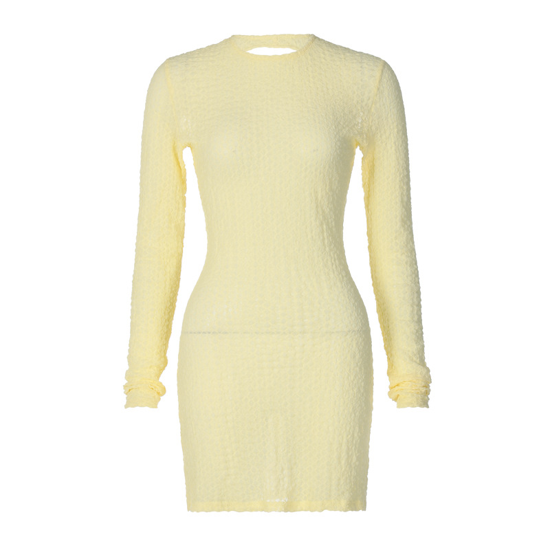 Tether Open Back Long Sleeve Cover Hip Dress