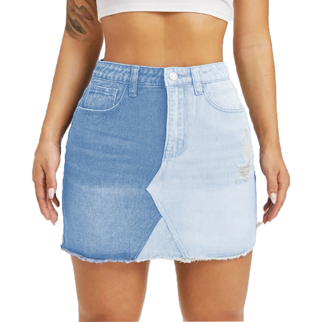 Fashion Color Matching Bag hip half denim skirt