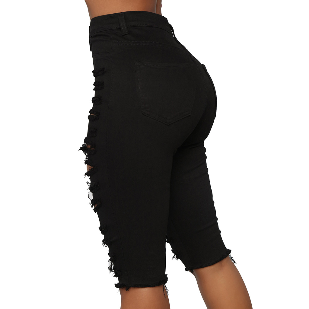 Fashionable high waist washed jeans