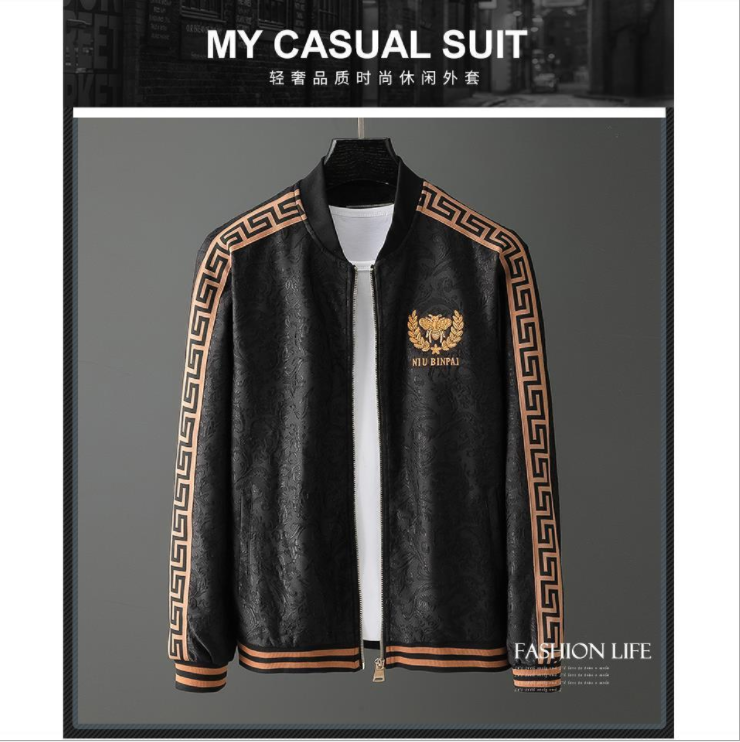 Men's Two-piece Light Luxury Embroidery Stitching Casual Suit Autumn and Winter Sweater Plus Size Korean Fashion Sports Sets