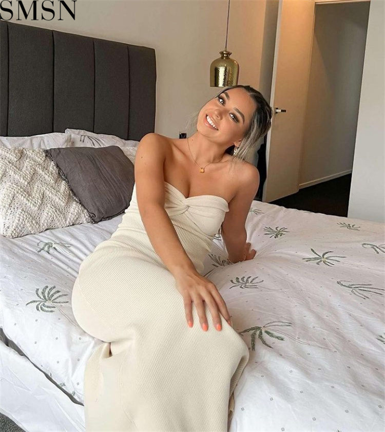 Casual Dress 2022 spring popular style knitted cross off shoulder fashion sexy woolen dress