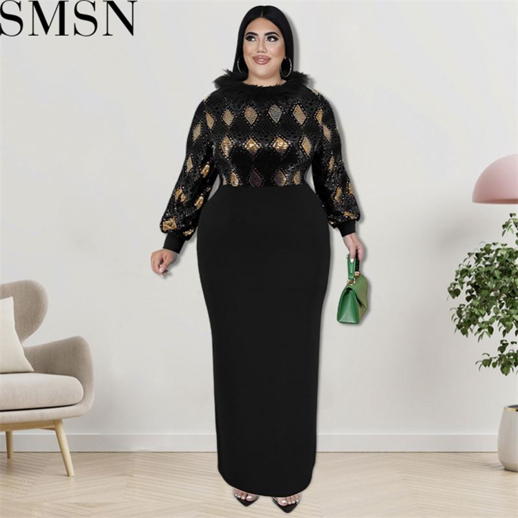 Plus Size Dress wholesale supply long sleeve front beaded dress