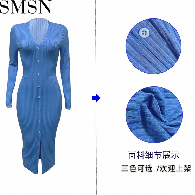 Plus Size Dress Amazon new autumn and winter thread slit slim fit sexy dress