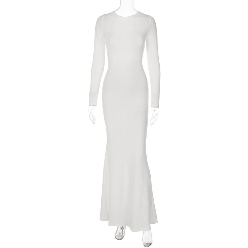 Lace Up Sexy Open Back Long Sleeve Slim Fit Dress