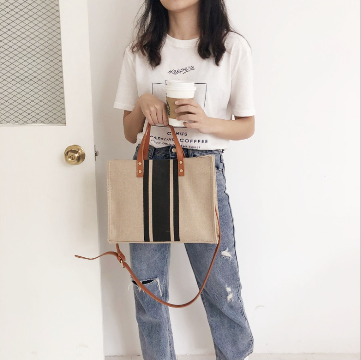 Large Capacity Canvas Women Shopping Shoulder Bags