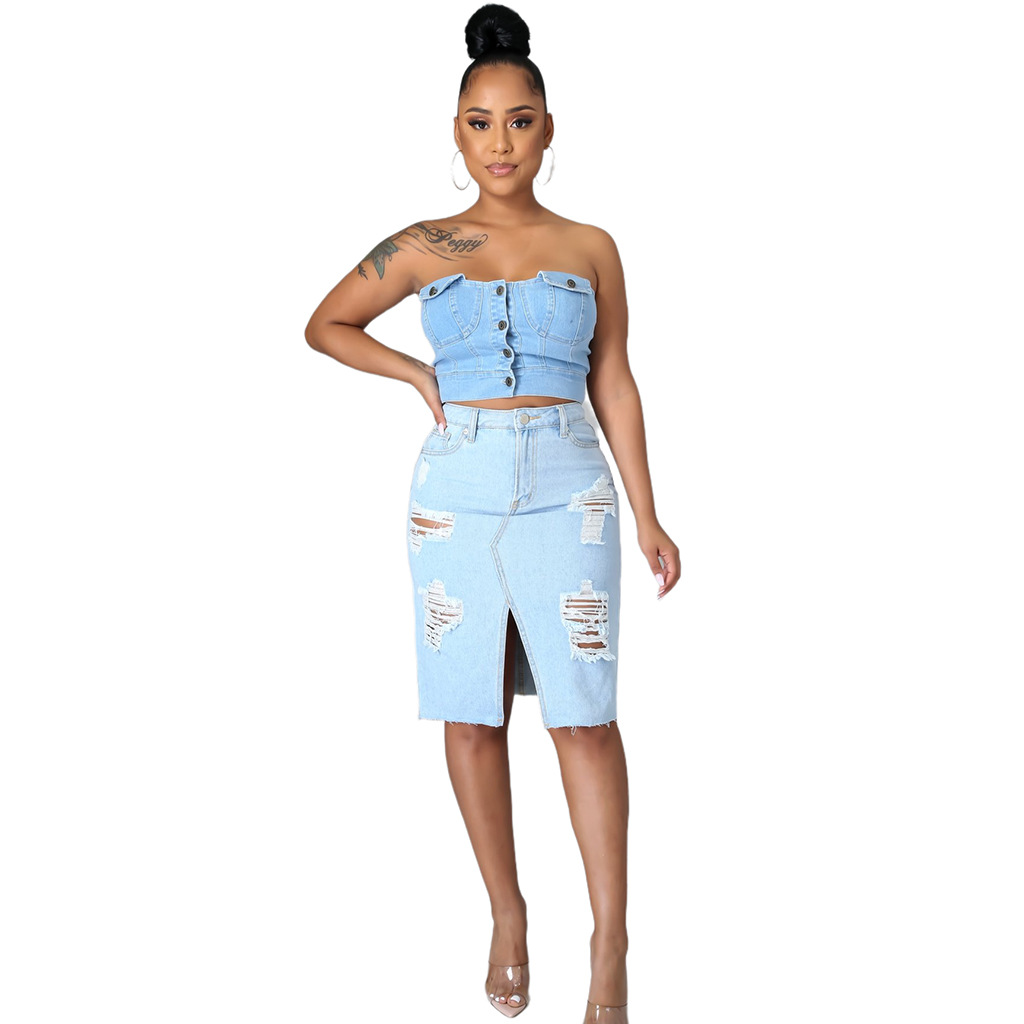Fashion bag hip denim elastic skirt (single skirt)
