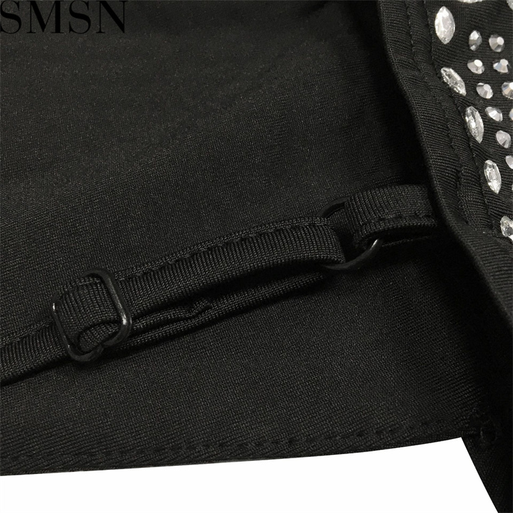 Fashion women dress Amazon new night club style rhinestone sexy strap irregular long dress