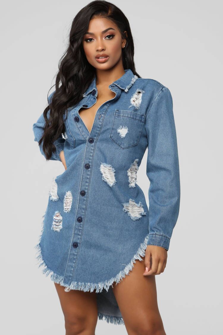 Sexy hole tassel denim dress