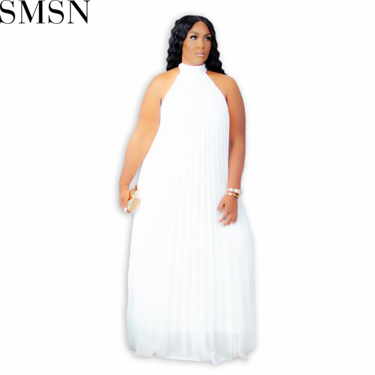 Casual Dress large size fashion pleated loose temperament sleeveless dress for women