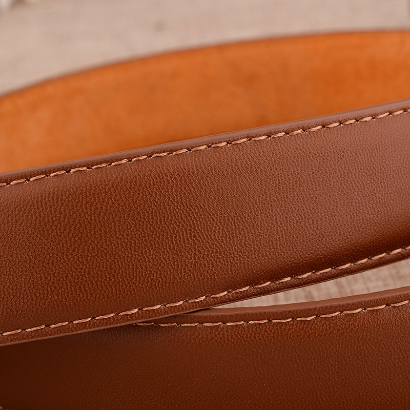 Women Men Belt 3.7 cm Cowhide Leather Buckle Belt Unisex Waistband Waist Strap