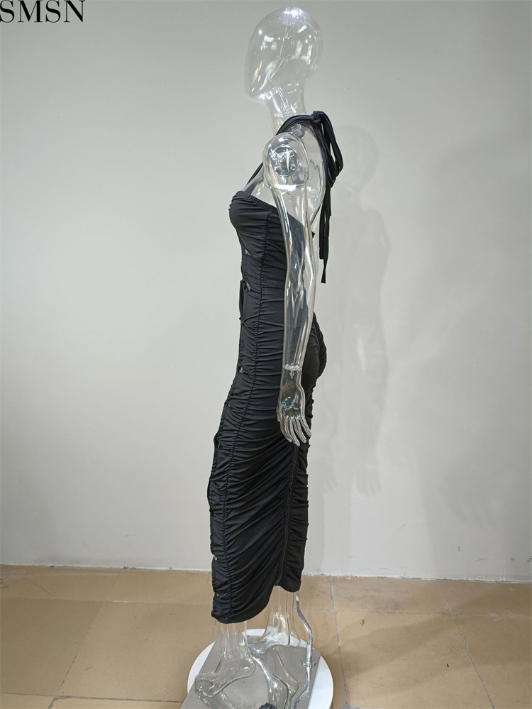 Fashion dress for women 2022 European and American neck hanging hollow tight suspender sexy nightclub dress