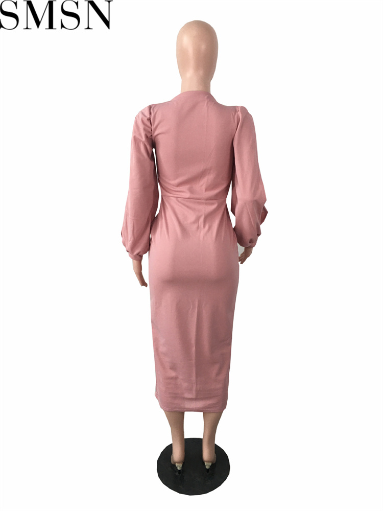 Plus Size Dress Fashion round Neck Long Sleeve Slim Party Dress Women