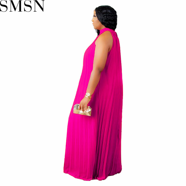 Casual Dress large size fashion pleated loose temperament sleeveless dress for women