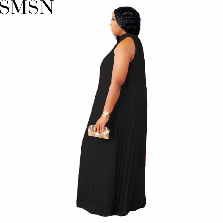Casual Dress large size fashion pleated loose temperament sleeveless dress for women