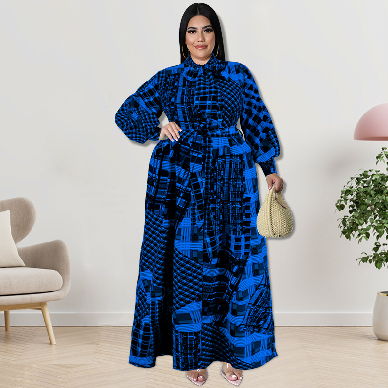 Plus Size Dress large size fall women clothing wholesale supply long sleeve collar dress