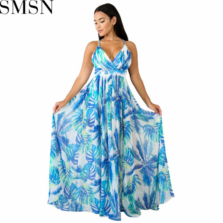 Plus Size Dress Amazon Ebay popular European and American deep V neck backless chiffon dress