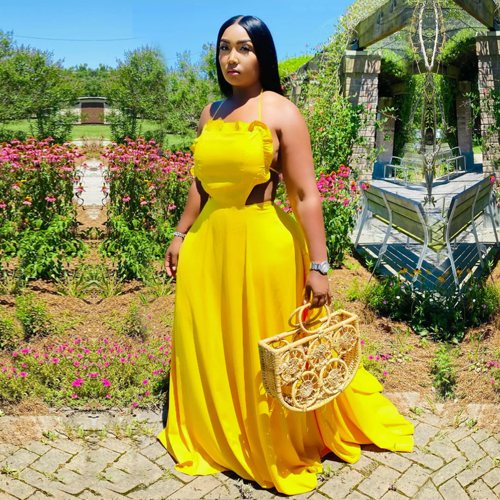 Plus Size Dress Sexy halter strap style dress patchwork dress