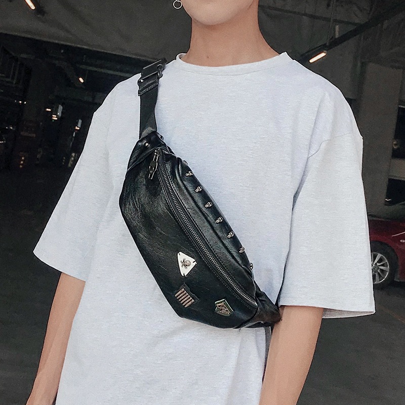 Men Bumbag Belt Bag Waist Pack Crossbody Bag Leather Shoulder Hip Chest Pouch Phone Purse