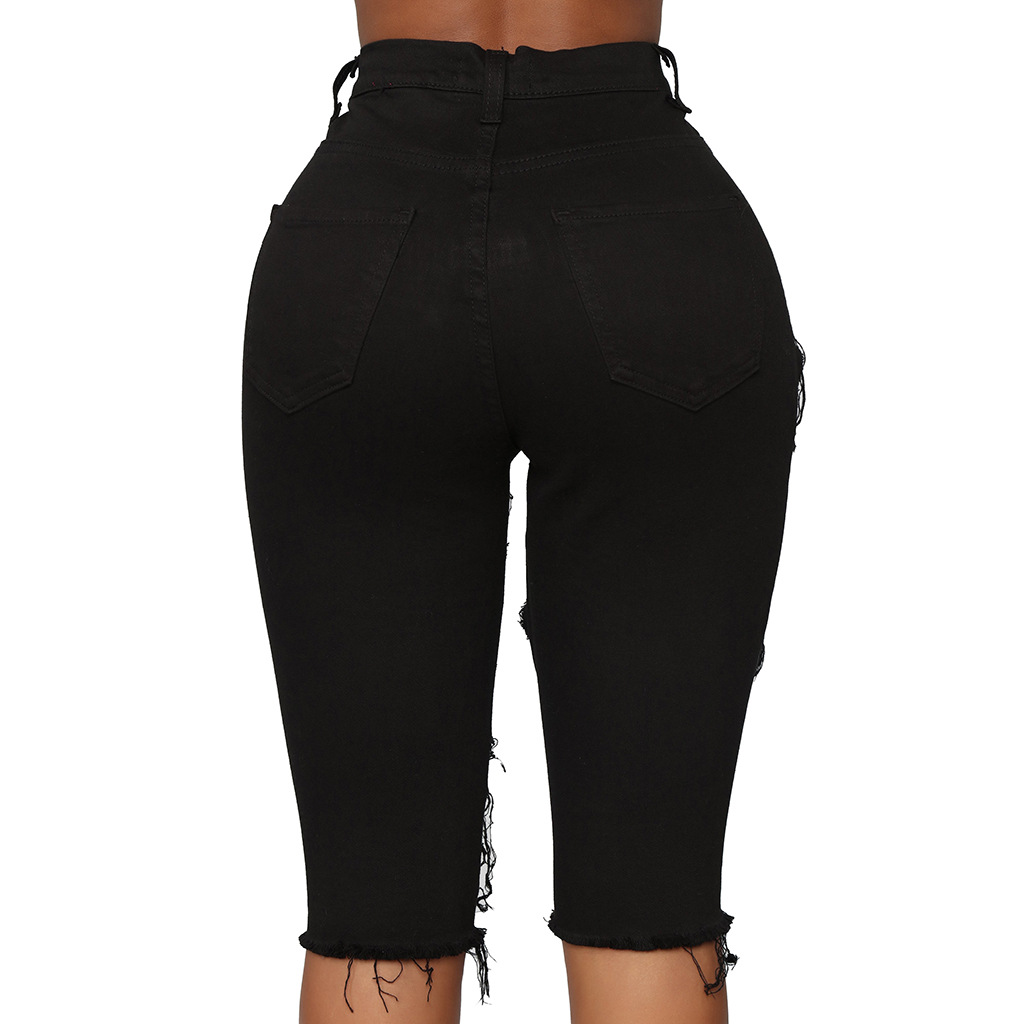 Fashionable high waist washed jeans