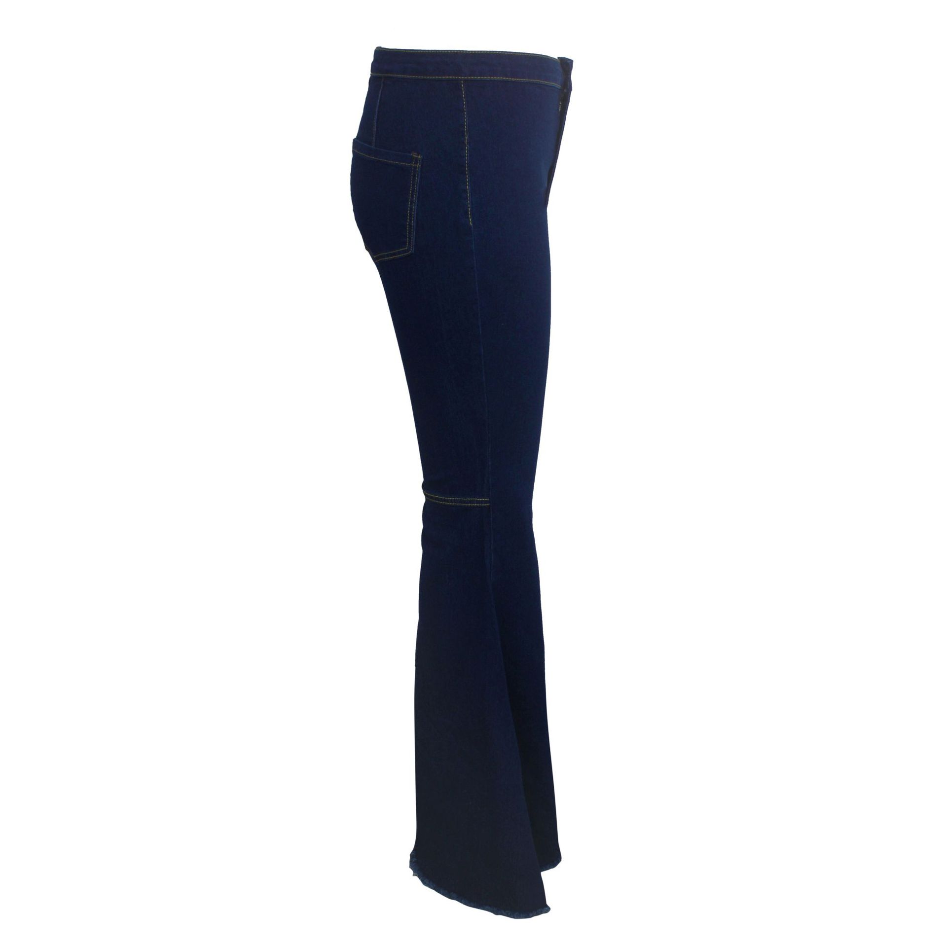Fashion high waist elastic denim flared pants