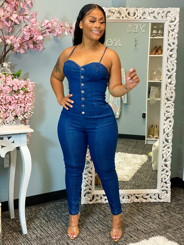 Fashion slim denim Jumpsuit