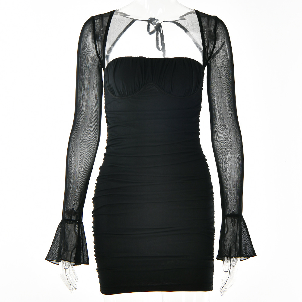 Sexy Spicy Girl Long Sleeve Wrapped Hip Dress