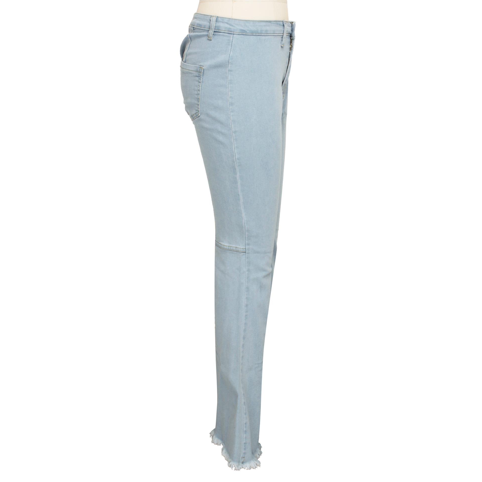 Fashion high waist elastic denim flared pants