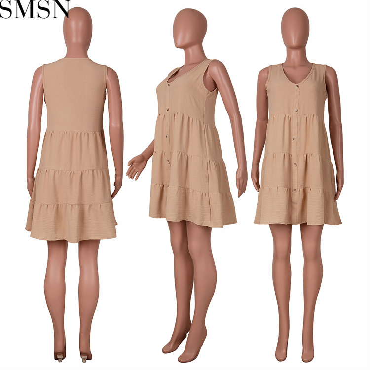 Casual Dress 2022 New Amazon ebay Fashion casual V neck solid color dress