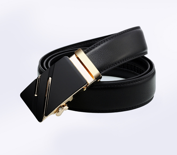 Women Men Belt 3.3cm Cowhide Leather Buckle Belt Unisex
