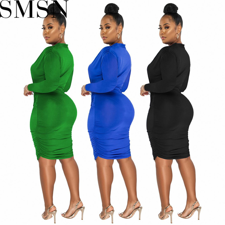 Plus Size Dress Amazon new autumn winter sexy deep V neck twist irregular long sleeve dress