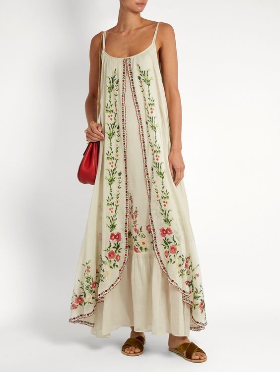 Suspended Bra Printed Large Hem Loose Long Dress