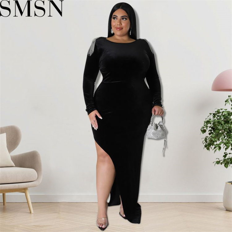 Plus Size Dress European and American plus size women clothes wholesale supply shoulder jewelry dress