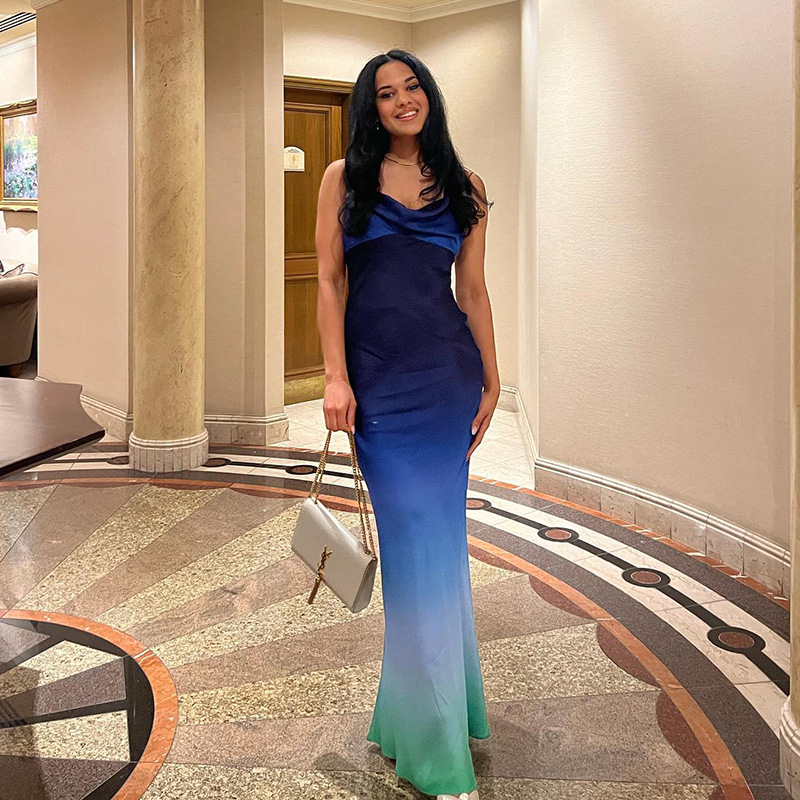 Sexy Backpack Hip Slim Fit Suspenders Long Dress