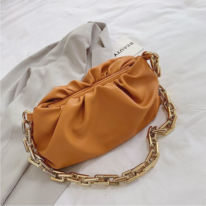 SWDF Day Clutch Thick Gold Chains dumpling Clip Purse Bag